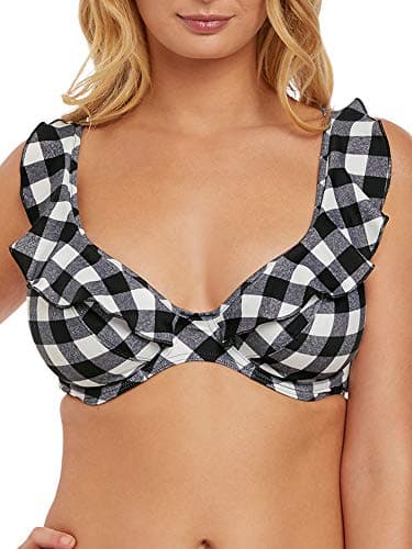 Image of Freya Womens Totally Check Underwire High Apex Bikini Top, 36G, Monochrome
