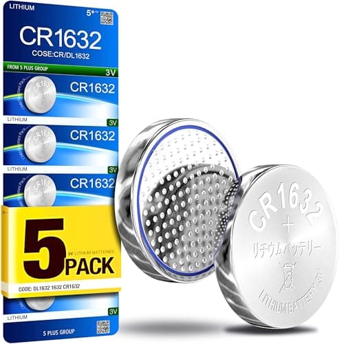 Image of CR1632 DL1632 ECR1632 BR1632 3V Lithium Coin Cell Batteries (5 Pack) – Long Lasting Button Battery for Car Key Fobs, Watches & Small Electronics