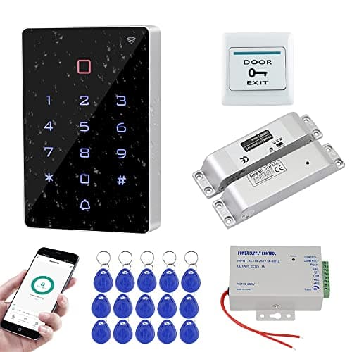 Image of FUSYTULY Wifi Tuya Access Controller Touch RFID Keypad Door Entry System Kit IP68 Waterproof + Electric Drop Bolt Lock + Power Supply + 15pcs 125KHz Keyfobs