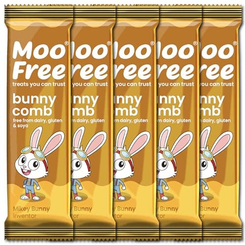 Image of 5 x Moo Free Bunnycomb Mini Bars - Dairy Free & Vegan Milk Chocolate (20g)