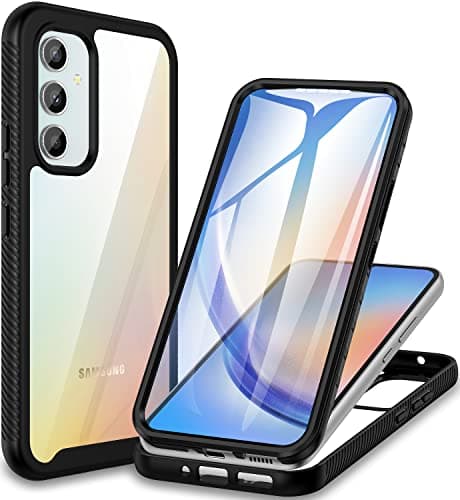 Image of CENHUFO for Samsung A34 Case, Samsung A34 5G Case Built-in Screen Protector 360 Full Body Protective Rugged Bumper Phone Shockproof Cover for Samsung Galaxy A34 5G- Black