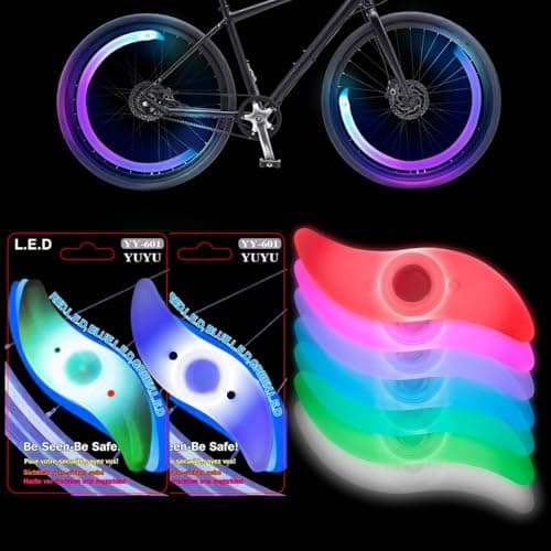 Image of 2-Pack LED Bike Wheel Lights - Color Changing Bike Spoke Light - LED Bike Tire Lights for Kids, Adults, Boys, and Girls - Bicycle Accessories for Riding Bikes at Night