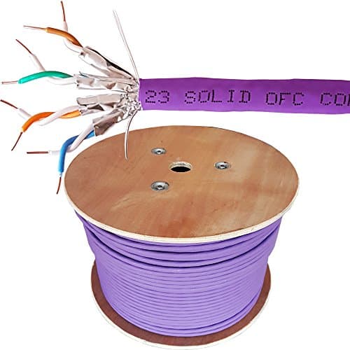 Image of Loops Low Smoke CAT6A Network Cable – 23 AWG – S/FTP & U/FTP – Shielded/Screened – Solid Pure Copper Core – Purple Ethernet LSZH LZHF Network LAN Wire Reel (U/FTP, 305m (1000 ft) CAT6A Cable)