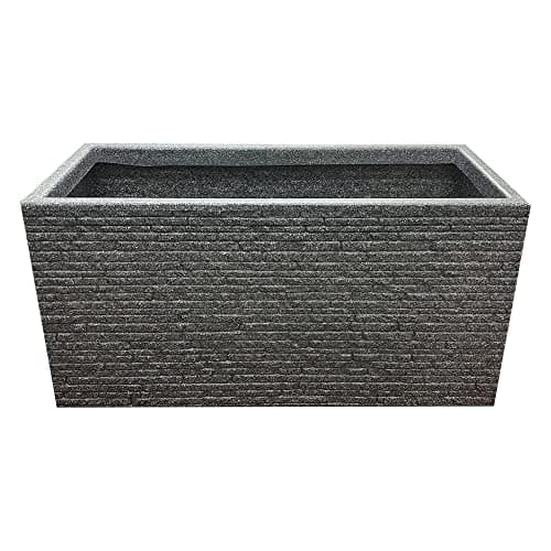 Image of Pluto Packaging 60cm Long Rectangular Brick Slate Effect Outdoor Lightweight Large Deep Garden Flower Herbs Vegetables Planter (2 Slate Trough Planters)
