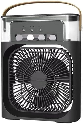Image of USB Air Conditioner Fan, 4 in 1 Personal Mini Cooling Fan with Water Mist Spray, 3 Speeds Evaporative Air Cooler Small Aircon Humidifier Water Fan Spray Mist Desk Fan for Home Office Room Black