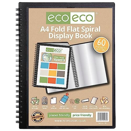 Image of eco-eco A4 50% Recycled 60 Pocket Fold Flat Spiral Bound Display Book, eco135