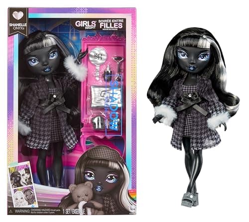 Image of Rainbow High Shadow High Girl's Night - Shanelle Onyx - Greyscale 28cm Fashion Doll, Black Hair & Outfit with Accessories and Comb - for Collectors & Children Ages 4+