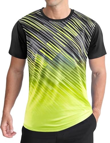 Image of APTRO Men’s T-Shirts Gym T Shirts for Men Moisture Wicking Athletic Breathable Running Tops Quick Dry Short Sleeve T-Shirt Fluorescent Yellow XL
