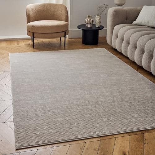 Image of THE RUGS Carmel Modern Area Rug - Stain-Resistant, Non-Shedding, Durable Rugs for Living Room and Bedroom [ Linear Beige, 160x230 cm ]