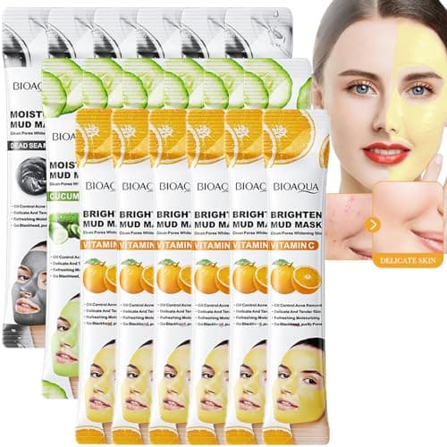 Image of Veroa 18Pcs 3-Flavor Clay Face Mask,Added With Dead Sea Mud, Cucumber Extract,Citrus Inositol Extract Face Masks Skincare,Deep Cleansing,Hydrating,Brighten Facial Mask,for All Skin Types