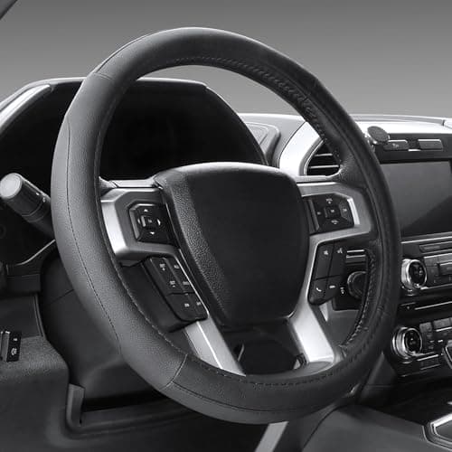 Image of SEG Direct Steering Wheel Cover for Car, Standard Size 37-39cm, Auto Interior Accessories, Black
