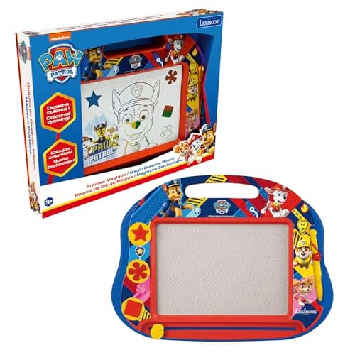 Image of Lexibook, Paw Patrol, Multicolour Magic Magnetic Drawing Board, Artistic Creative Toy for Girls and Boys, Stylus Pen and Stamps, Red/Blue, CRPA550LXB