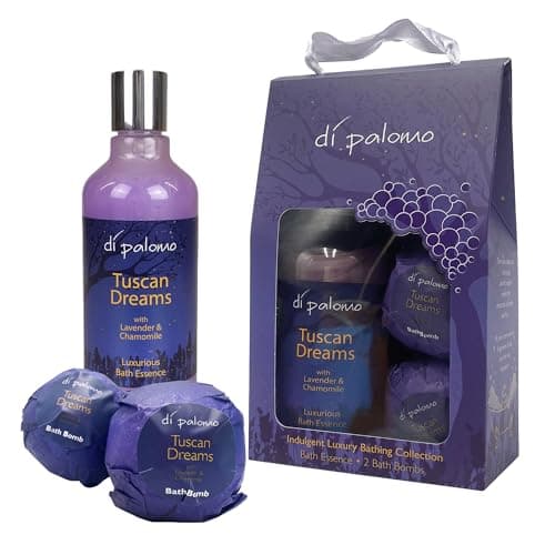 Image of Di Palomo Tuscan Dreams Indulgent Luxury Bathing Collection - 300ml Bathing Bubbles 2 Bath Fizzers with Lavander & Chamomile Relaxing Gifts for Women Birthday Pamper Self Care & Spa Gift Body Set