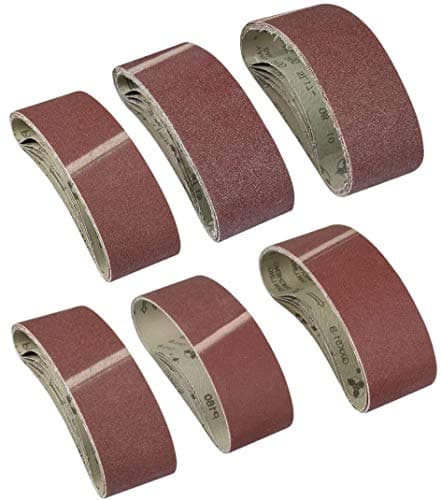 Image of KAHEIGN 30Pcs Cloth/Fabric Sanding Belt, 75 x 533mm Sanding Belt 40/60 /80/120 /180/240 Grits Aluminum Oxide File Belts for Bosch Belt Sanders etc