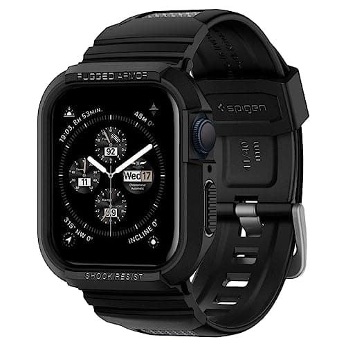 Image of Spigen Rugged Armor Pro Case Compatible with Apple Watch Case with Strap for Series 9/8/7 41mm and 40mm Series 6/SE/5/4 - Black