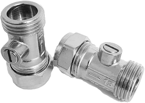 Image of Aigher 15mm Isolation Valve, 2 Pack, 15mm x 1/2", Bolofix Male Iron Flat Faced Isolator Valves for Flexible Tap Connector Pipes, Hot and Cold Water Systems
