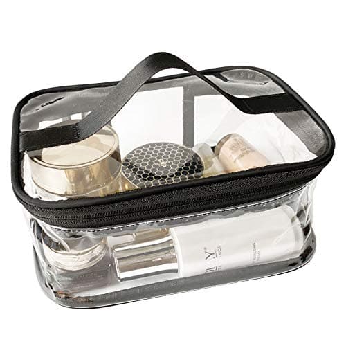 Image of FIYUK Toiletry Bag Makeup Cosmetic Clear Bag Portable Waterproof Transparent Travel Large Storage Black