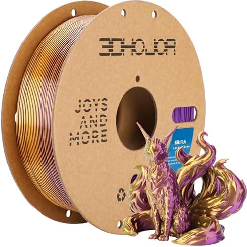 Image of 3DHoJor Silk PLA Filament 1.75mm Purple Gold Dual Color PLA 3D Printer Filament 2 in 1 Coextrusion 1KG Spool(2.2lbs) 3D Printing Filament Dimensional Accuracy +/- 0.03mm Fits for Most FDM 3D Printers