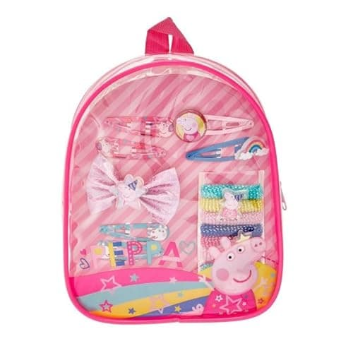 Image of Peppa Pig Backpack - Hair Accessory Gift Set with Clips, Bobbles & Bands - Portable, Travel, Styling Hair Accessories Kit for Kids Ages 3+ - Fun Birthday Peppa Pig Gifts for Girls, Toddler