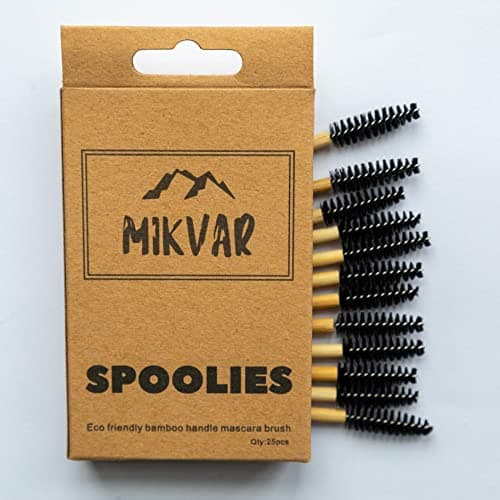 Image of MIKVAR SPOOLIES 25PCS Eco Friendly Bamboo Mascara Spoolie Wand Brushes for Eyebrow or Eyelash, Cosmetic Makeup Applicator Cleaning Tools, Disposable Eyelash Brushes