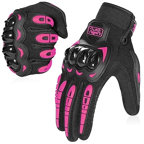 Image of COFIT Motorcycle Gloves for Men and Women, Full Finger Touchscreen Motorbike Gloves for BMX ATV MTB Riding, Road Racing, Cycling, Climbing - Pink M
