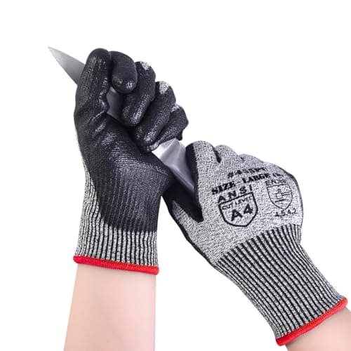 Image of AovYoo 1 Pair Cut Resistant Gloves ANSI 4 Safety Work Protective Gloves Men PU Coated Palm Kevlar Cut Proof Gloves Working Fishing Gardening Non-slip L