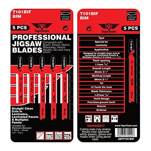 Image of 5 x TopsTools T101BIF Laminate Cutting Jigsaw Blades