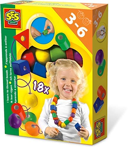 Image of SES Creative 14808 Children's I Learn to Thread Beads, Blue
