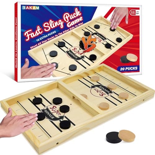 Image of BAKAM Super Fast Sling Puck Game, Portable Table Hockey Game for Kids and Adults, Tabletop Slingshot Games Toys for Boys and Girls, Desktop Sport Board Game for Family Game Night Fun