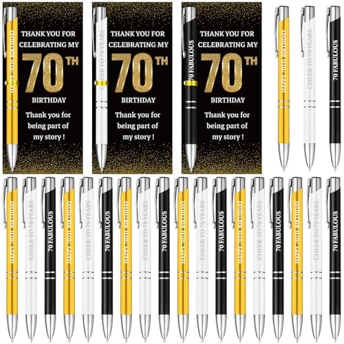Image of 24 Sets 70th Birthday Party Favors for Guests Cheer to 70 Years Ballpoint Pens and Thank You Cards, 70th Birthday Gifts Ideas Souvenirs for Men Women 70 Year Old Anniversary Party Supplies (70th)