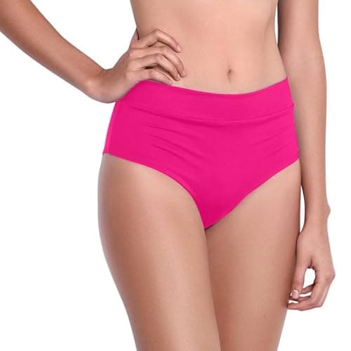 Image of P&R DANCEWEAR LTD Girls Shiny Nylon Shorts - Hot Pants - High Waist – Plain & Stretchy – Perfect for Yoga, Ballet, Gymnastics, School, Sportswear Hot Pink 11-12 Years