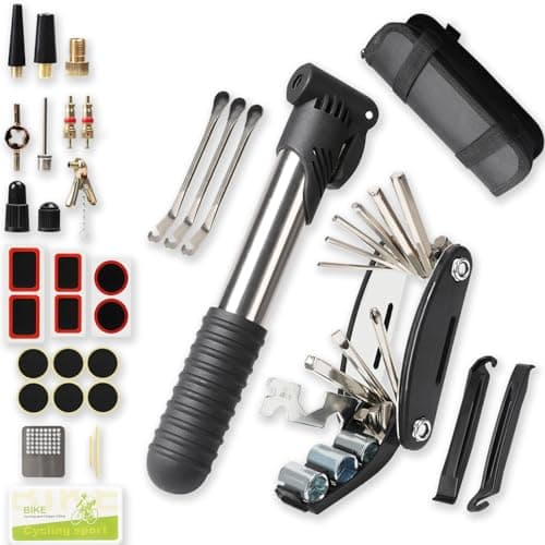 Image of Ruaizel 34Pcs Bike Repair Kit, 16-in-1 Bike Multi Tool with 120PSI Mini Bicycle Pump, Bicycle Repair Kit for Mountain Bike Road Bikes