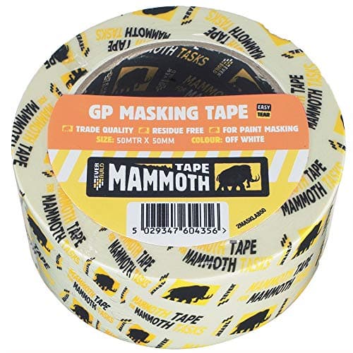Image of Everbuild Mammoth General Purpose Trade Quality Masking Tape – Suitable for Paint Masking – Off White – 50mm x 50m Roll