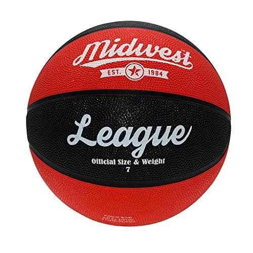 Image of Midwest League Outdoor Recreational Rubber Basketball Ball Black/Red - Size 7