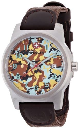 Image of Wenger Field Classic Men's Quartz Watch with Brown Dial Analogue Display and Brown Nylon Strap 010441109