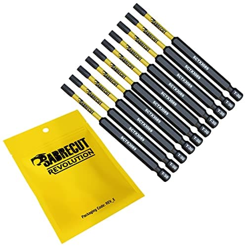 Image of 10 x SabreCut SCTX3089_10 89mm T30 TX30 Magnetic Impact Screwdriver Driver Bits Set Torx Heavy Duty