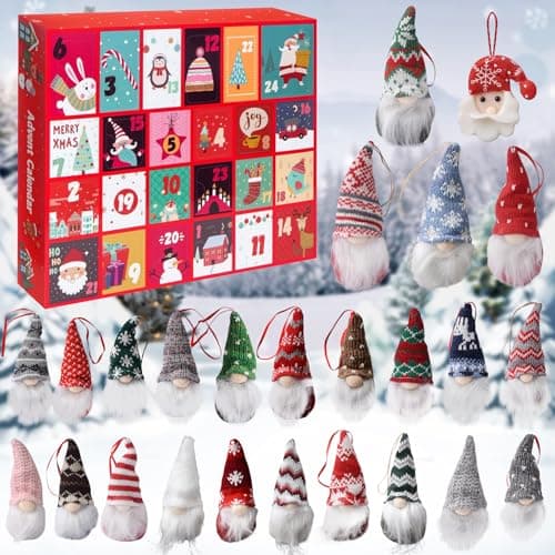 Image of Set of 24 Christmas Gonks Decorations,Christmas Tree Hanging Gnome Decorations,Gnome Plush Dolls,Handmade Plush Santa Swedish Dwarf Elf Ornaments for Xmas Trees,Xmas Fireplaces,Home,Indoor,Table