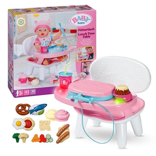Image of BABY born Lunch Time Table with Lights and Sounds - Over 10 Different Dishes and Drinks - For dolls up to 43cm - Suitable for ages 3+