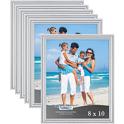 Image of Icona Bay - 10x8 inch Picture Frames - Silver, 6 Pack - Beautifully Detailed Moulding - Contemporary Picture Frame Set - Wall Mount or Table Top - Inspirations Collection