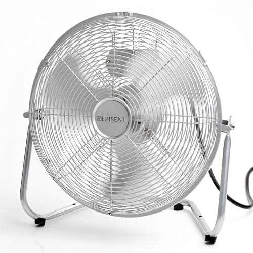 Image of EPISENT 20" High Velocity Chrome Floor Fan – Heavy Duty Industrial Metal Fan | Powerful Air Circulator with 3 Speed Settings & Adjustable Tilt | Large Cooling Floor Fan for Home, Gym, Garage, Office