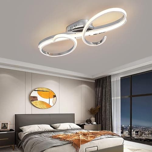 Image of Modern Ceiling Lamp LED Ceiling Lamp Dimmable with Remote Control Dining Room Pendant Lamp Creative Ceiling Lighting Modern Living Room Pendant Lamp for Bedroom, Kitchen Lamps (chrome, L60cm)