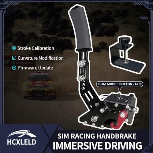 Image of HCXLELD PC USB Handbrake for Sim Racing Game with Clamp, Compatible with all Racing Wheel on Windows, Dual Mode E-Brake or Linear Analog, support Software Configuration