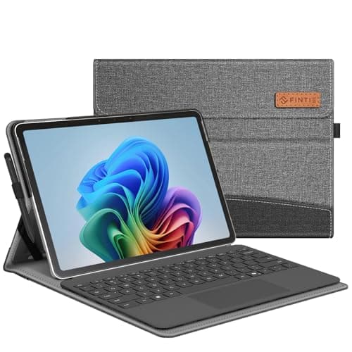 Image of FINTIE Case for Microsoft Surface Pro 12 Inch 1st Edition (2025), Multiple Angle Viewing Portfolio Business Cover with Pocket & Stylus Holder, Compatible with Type Cover Keyboard, Grey/Black
