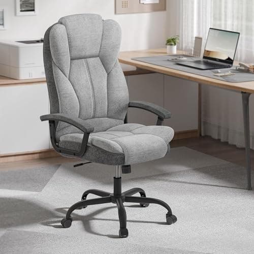 Image of SONGMICS Office Chair, Desk Chair, Gaming Chair with Armrests, Swivel Computer Chair, Executive Office Chair, Adjustable Height, Tilt Function, Home Office, Study, Dove Grey and Ink Black OBG057G11