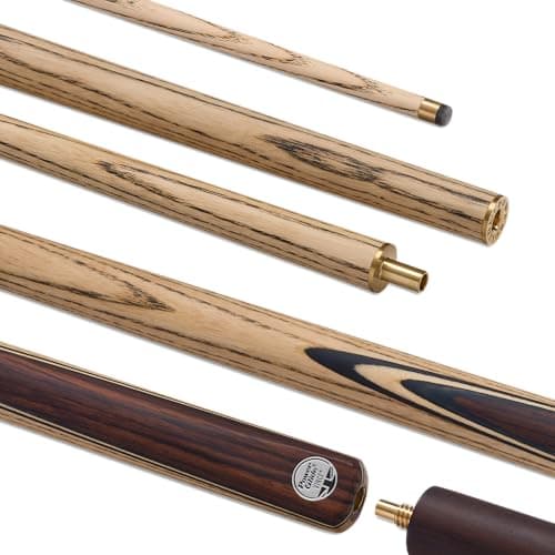 Image of POWERGLIDE Vinci 2 Piece Snooker Cue – Extended Ash Shaft, Hand Spliced Rosewood Butt, Maple Veneers, Brass Joint, Pro Tip, 6” Extension – Performance Cue for Improving & Competitive Players