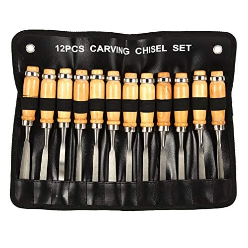 Image of Wood Chisel Set, 12 Pieces Wood Carving Knife, DIY Wood Chisel Professional Carving Woodworking