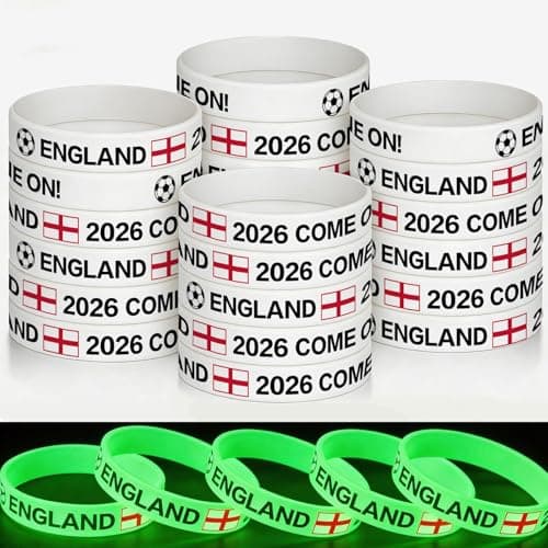 Image of YESAH 20 Pack Silicone Wristbands for 2026 World Cup Decors,Glow in The Dark "COME ON England" Elastic Wristbands Fan Merchandise,Personalised Gift for Men,Supporters,Sports Events Celebrations