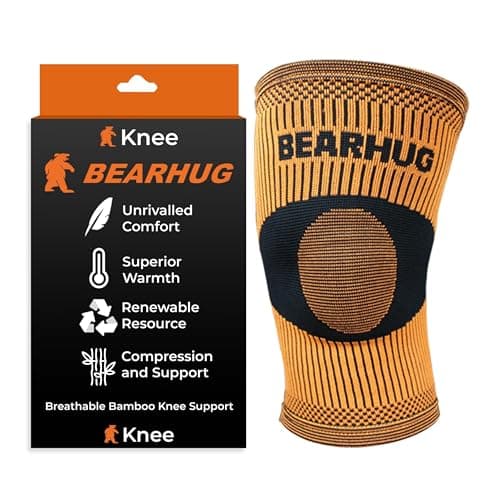 Image of Bearhug Bamboo Knee Support For Women and Men - Compression Sleeve Knee Brace for Running, Walking, Weight Lifting & Skiing - Knee Sleeves Braces to Aid Arthritis Pain Relief, M
