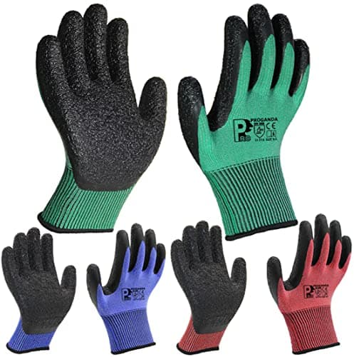 Image of PROGANDA 3 Pairs Gardening Gloves - Ultra-Grip, Non-Slip, Durable Safety Gloves with Colorful Design