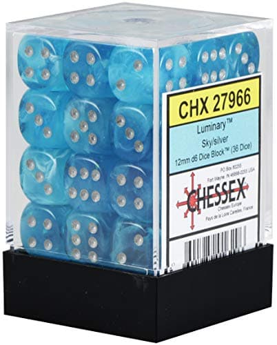 Image of Chessex 27966 Dice, Sky W/Silver, 12 mm